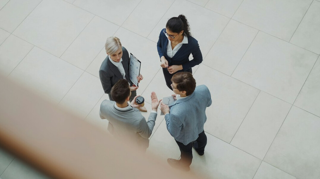 corporate team discussing finance